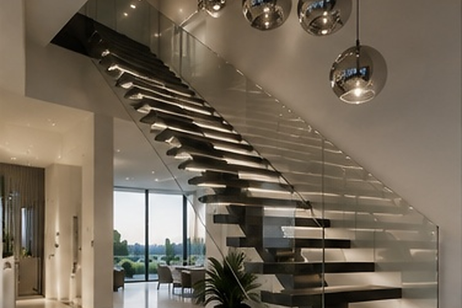 Architektonische Treppe in hochwertiger Immobilie